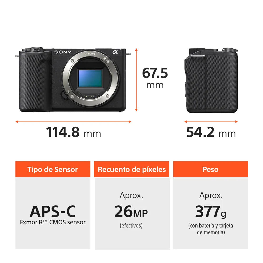 Sony Cámara ZV-E10 II para vlogs + Lente SELP16502