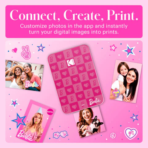 Impresora fotográfica portátil instantánea inalámbrica Barbie x Kodak Step Slim de estilo icónico