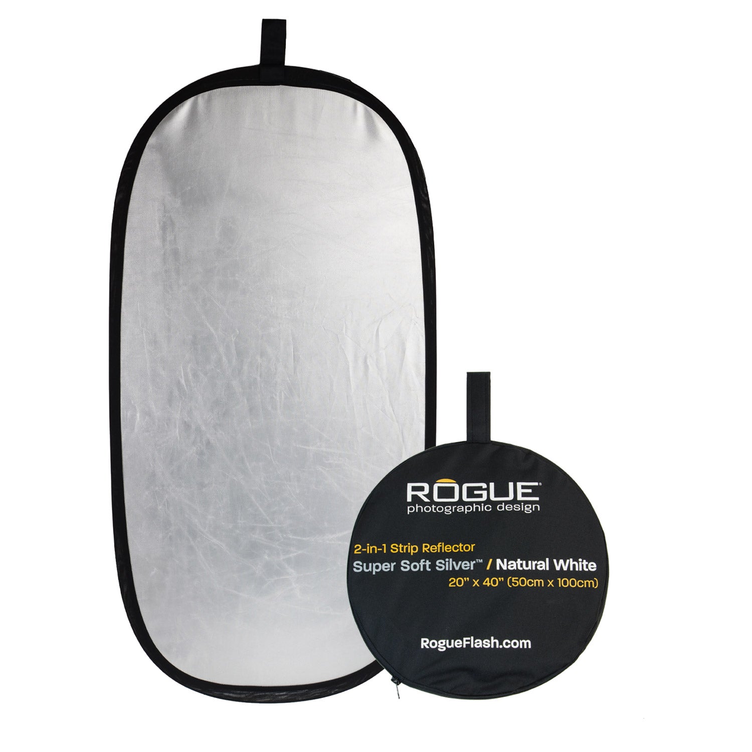 Reflector plateado supersuave 2 en 1 de 20x40" de Rogue