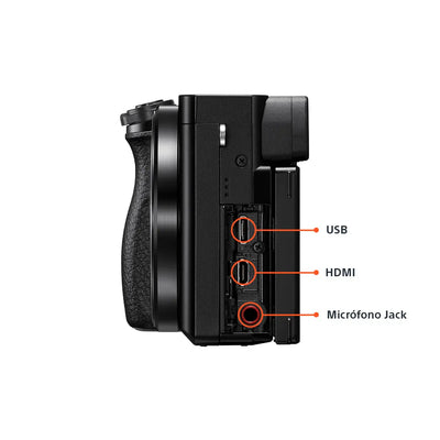 Sony Cámara Digital Mirrorless APS-C ILCE-6100X: A6100 + Lente SELP16502 + Lente SEL55210
