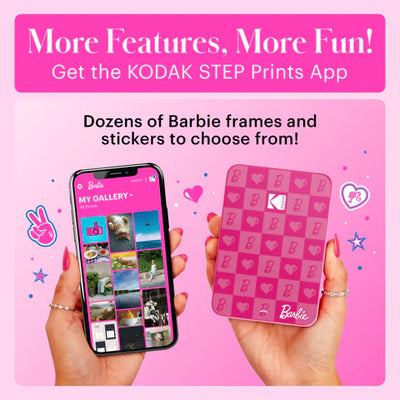 Impresora fotográfica portátil instantánea inalámbrica Barbie x Kodak Step Slim de estilo icónico
