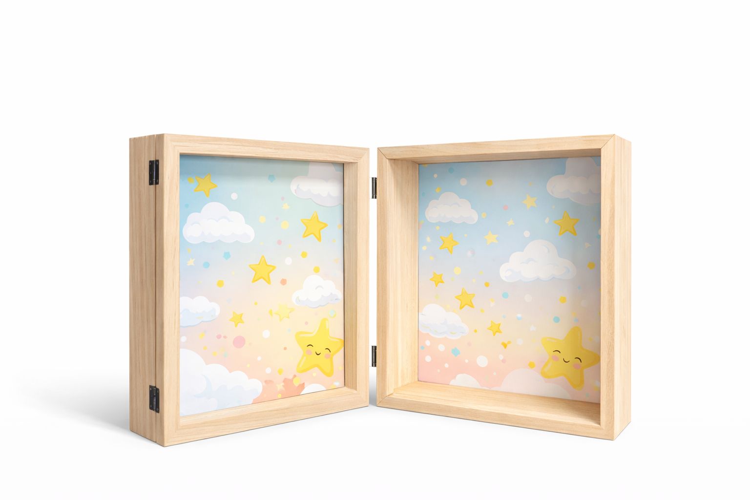 Alcancia de madera con fotos