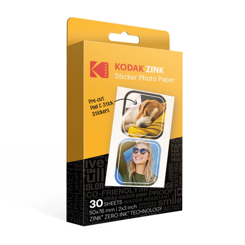 KODAK Zinc precortado de 2" x 3" Papel fotográfico adhesivo 30 hojas
